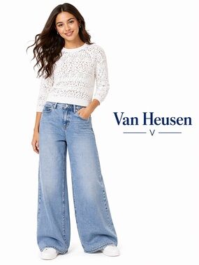 Van Heusen White Crochet Knit 3/4 Sleeve Hoodie Sweater Top Size M